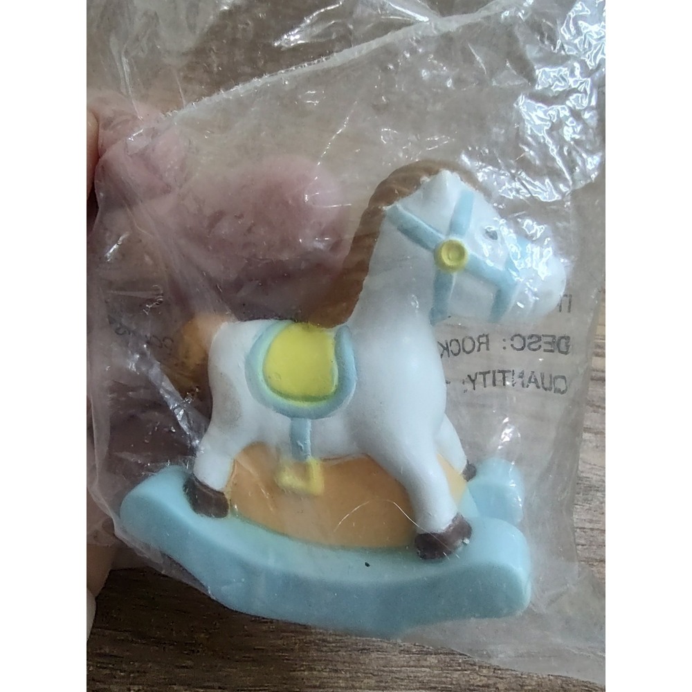 Vintage Decopac Rocking Horse Retro Figure Cake Topper 2.25" Baby Shower Z27